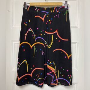 Prada Black Midi Skirt with Colorful Abstract Design